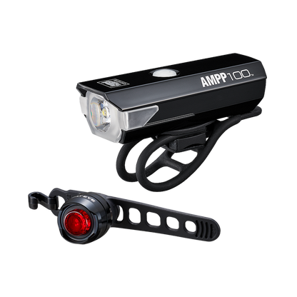 CatEye Light Set Front + Rear (AMPP100 + ORB Rechargeable)